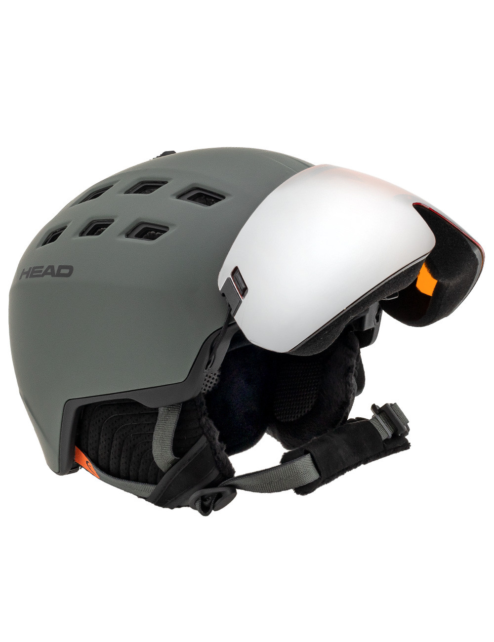 Kask narciarski męski z wbudowaną szybą HEAD RADAR nightgreen    2023