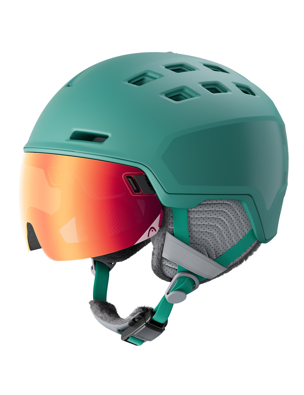 Kask narciarski damski z wbudowaną szybą HEAD RACHEL PRO green