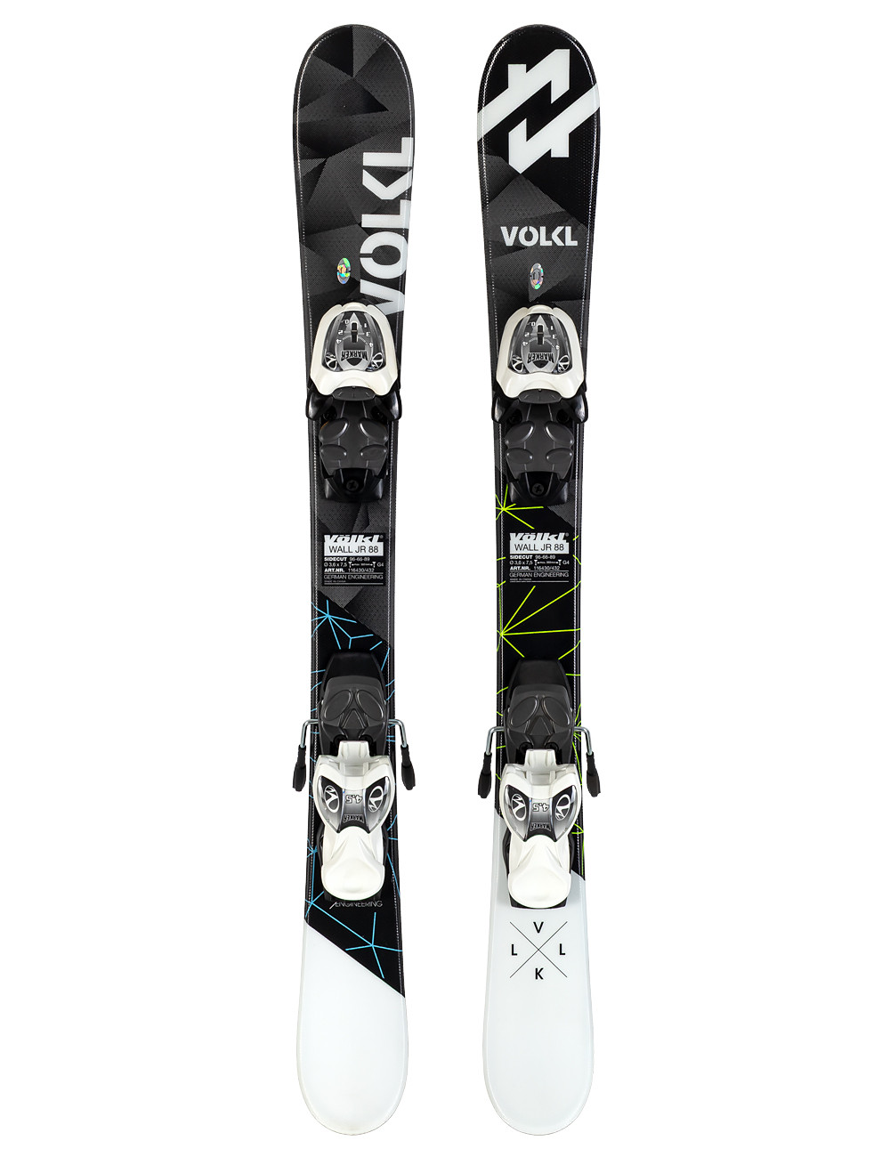 Powystawowe narty dziecięce VÖLKL WALL JR + wiązania MARKER M4.5 z GRIP WALK